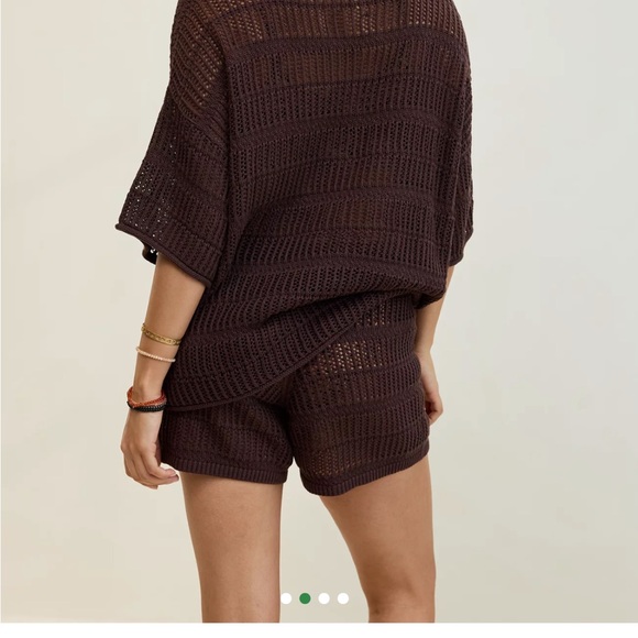 Aerie 100% Cotton Crochet Oversized Short Sleeve & Shorts Set - Picture 3 of 8